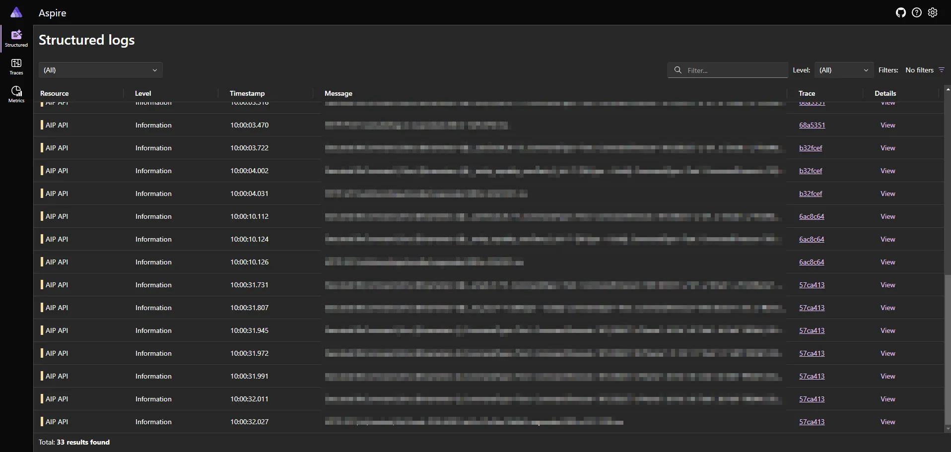 Получившийся дашборд с логами