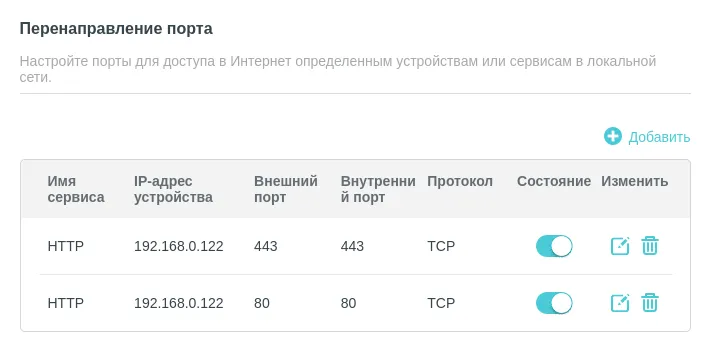 Перенаправление портов