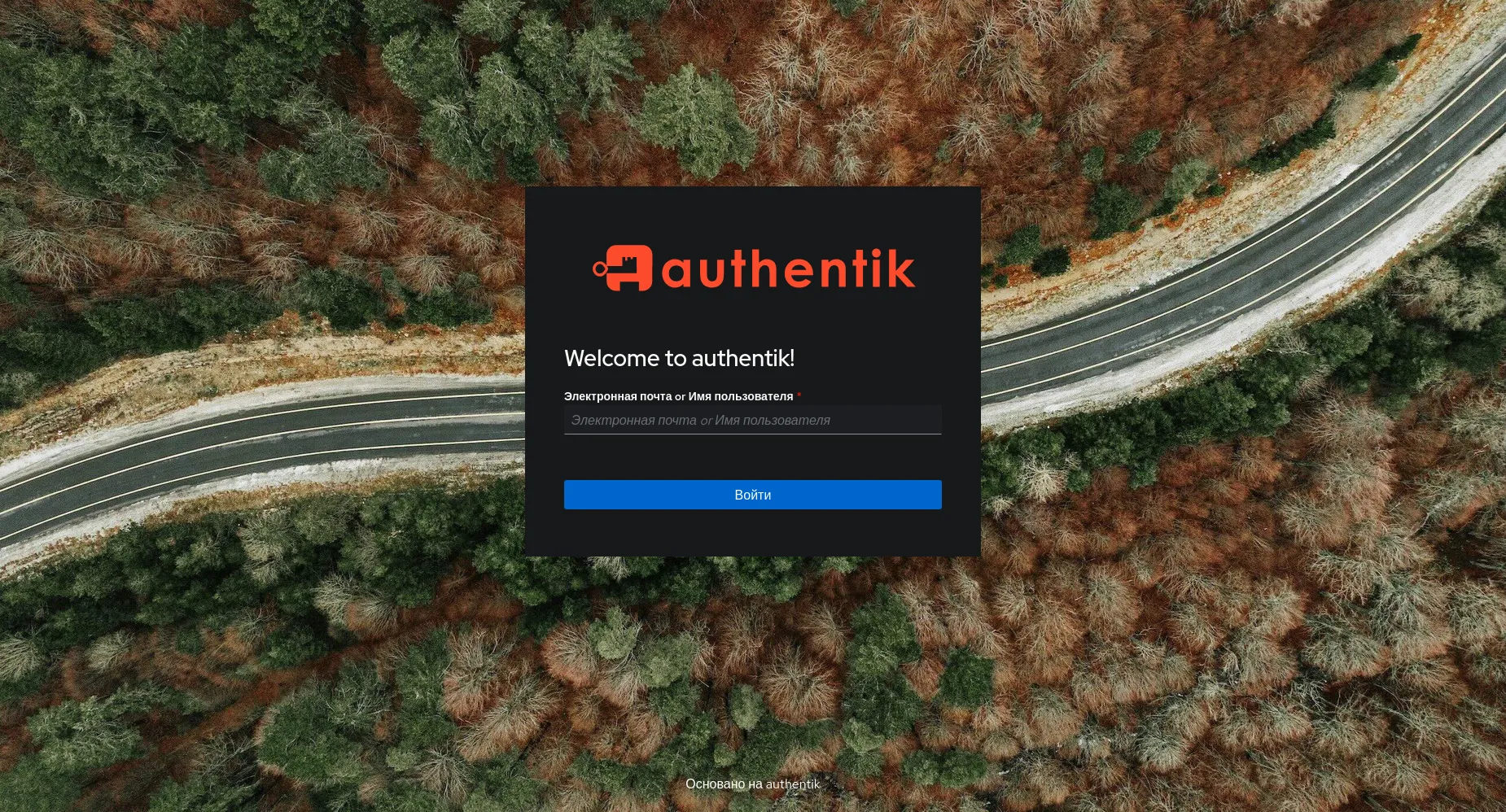 Экран входа в Authentik